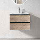 NELSON 600X460X580MM PLYWOOD WALL HUNG VANITY - BLACK AND LIGHT OAK WITH CERAMIC TOP - NZHomeware
