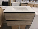 NELSON 600X460X580MM PLYWOOD WALL HUNG VANITY - BLACK AND LIGHT OAK WITH CERAMIC TOP - NZHomeware