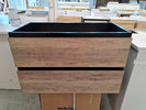 NELSON 750X460X580MM PLYWOOD WALL HUNG VANITY - BLACK AND LIGHT OAK WITH CERAMIC TOP - NZHomeware