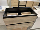 NELSON 750X460X580MM PLYWOOD WALL HUNG VANITY - BLACK AND LIGHT OAK WITH CERAMIC TOP - NZHomeware