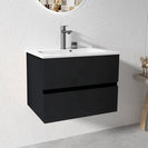 NELSON 750X460X580MM PLYWOOD WALL HUNG VANITY - BLACK WITH CERAMIC TOP - NZHomeware