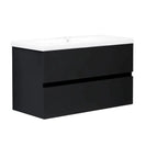 NELSON 900X460X580MM PLYWOOD WALL HUNG VANITY - BLACK WITH CERAMIC TOP - NZHomeware