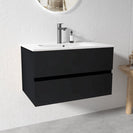 NELSON 900X460X580MM PLYWOOD WALL HUNG VANITY - BLACK WITH CERAMIC TOP - NZHomeware