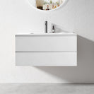 NELSON 900X460X580MM PLYWOOD WALL HUNG VANITY - GLOSS WHITE WITH CERAMIC TOP - NZHomeware