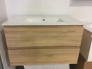 NELSON 900X460X580MM PLYWOOD WALL HUNG VANITY - LIGHT OAK WITH CERAMIC TOP - NZHomeware