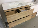 NELSON 900X460X580MM PLYWOOD WALL HUNG VANITY - LIGHT OAK WITH CERAMIC TOP - NZHomeware