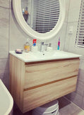 NELSON 900X460X580MM PLYWOOD WALL HUNG VANITY - LIGHT OAK WITH CERAMIC TOP - NZHomeware