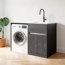 1200MM Dark Oak Laundry Tub– Plywood Construction, Stainless Steel Sink & Bench Top - NZHomeware