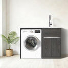 1200MM Dark Oak Laundry Tub– Plywood Construction, Stainless Steel Sink & Bench Top - NZHomeware