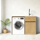 1200MM Laundry Station with Engineered Stone Top and Stainless Steel Sink - Light Oak - NZHomeware