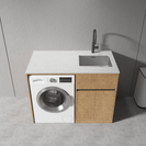 Laundry Station with Engineered Stone Top and Stainless Steel Sink - Light Oak - NZHomeware