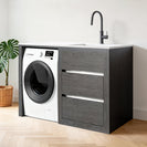 1300MM Dark Oak Laundry Tub - Plywood Cabinet&Marble Bench with Sink - NZHomeware