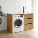 1300MM Light Oak Laundry Tub - Plywood Cabinet&Marble Bench with Sink - NZHomeware