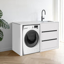 1500MM White Laundry Tub - Plywood Cabinet&Marble Bench with Sink - NZHomeware