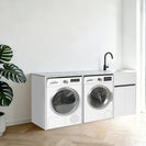1800mm White Laundry Tub Plywood Cabinet with Engineered Bench & Stainless Steel Sink - NZHomeware
