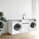 1800mm White Laundry Tub – Plywood Cabinet, Marble Bench & Stainless Steel Sink - NZHomeware