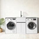 1800mm White Laundry Tub – Plywood Cabinet, Marble Bench & Stainless Steel Sink - NZHomeware