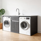 1800MM Dark Oak Laundry Tub– Plywood Construction, Stainless Steel Sink & Bench Top - NZHomeware