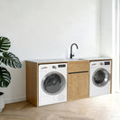 Premium 1800mm Laundry Station – Light Oak Plywood, Stone Top, Stainless Sink - NZHomeware