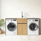 Premium 1800mm Laundry Station – Light Oak Plywood, Stone Top, Stainless Sink - NZHomeware