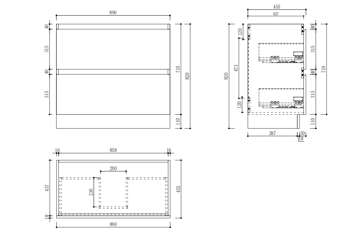 LX 900mm Plywood Floor Standing Vanity Unit size guide 1