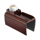 Non - slip Foldable Sofa Armrest Clip On Tray Sliding Detachable Cup Holder Couch Shelf Side Table Remote Control Phone Snacks Drinks Organizer Rack Mahogany Brown - NZHomeware