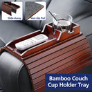 Non - slip Foldable Sofa Armrest Clip On Tray Sliding Detachable Cup Holder Couch Shelf Side Table Remote Control Phone Snacks Drinks Organizer Rack Mahogany Brown - NZHomeware