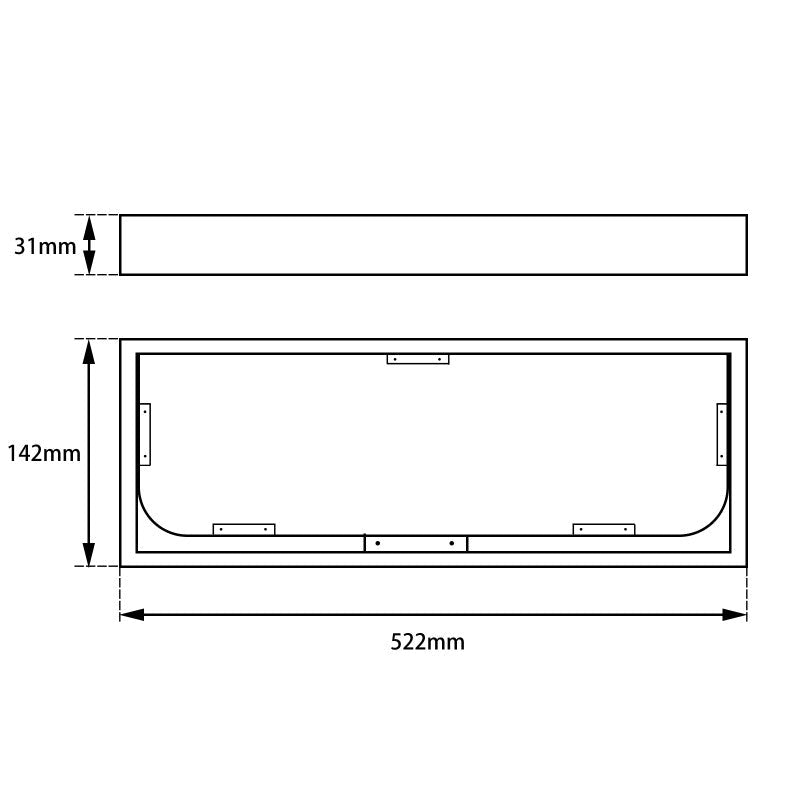 Omar Chrome Glass Shelf Shower Shelves 520mm size guide 1