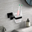 Ottimo Nero Black Glass Toothbrush Holder - NZHomeware