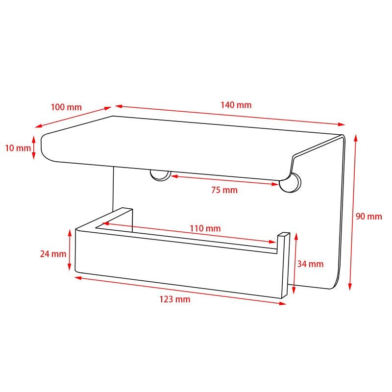 Ottimo Toilet Paper Holder Stainless Steel Wall Mounted Chrome size guide 1