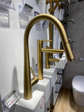 Pentro Round Brushed Yellow Gold 360 degree Swivel Pull Out Kitchen Sink Mixer Tap - NZHomeware