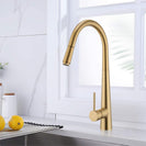 Pentro Round Brushed Yellow Gold 360 degree Swivel Pull Out Kitchen Sink Mixer Tap - NZHomeware