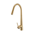 Pentro Round Brushed Yellow Gold 360 degree Swivel Pull Out Kitchen Sink Mixer Tap - NZHomeware