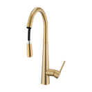 Pentro Round Brushed Yellow Gold 360 degree Swivel Pull Out Kitchen Sink Mixer Tap - NZHomeware