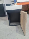 PICCOLO 420X220X500MM PLYWOOD WALL HUNG VANITY - BLACK AND LIGHT OAK WITH CERAMIC TOP - NZHomeware