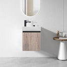 PICCOLO 420X220X500MM PLYWOOD WALL HUNG VANITY - BLACK AND LIGHT OAK WITH CERAMIC TOP - NZHomeware