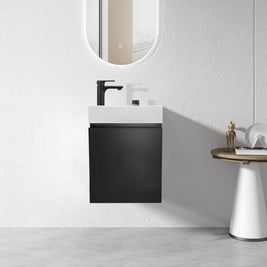 PICCOLO 420X220X500MM PLYWOOD WALL HUNG VANITY - BLACK WITH CERAMIC TOP - NZHomeware