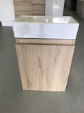 PICCOLO 420X220X500MM PLYWOOD WALL HUNG VANITY - LIGHT OAK WITH CERAMIC TOP - NZHomeware