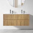 Lorenzo 1500MM Plywood Fluted Wall Hung Vanity - Light Oak Double Bowl - NZHomeware