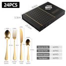 Polished Gold Stainless Steel Cutlery Set Dinner Knife Fork Spoon 24pcs Set - NZHomeware