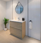 POLO 1000X450X850MM PLYWOOD FLOOR STANDING VANITY - LIGHT OAK WITH CERAMIC TOP - NZHomeware