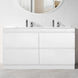 POLO 1800X450X850MM PLYWOOD FLOOR STANDING VANITY - GLOSS WHITE WITH DOUBLE POLYMARBLE TOP - NZHomeware