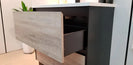 POLO 600X460X850MM PLYWOOD FLOOR STANDING VANITY - BLACK AND LIGHT OAK WITH CERAMIC TOP - NZHomeware