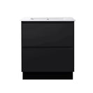 POLO 600X460X860MM PLYWOOD FLOOR STANDING VANITY - BLACK WITH CERAMIC TOP - NZHomeware