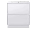 POLO 750X460X850MM PLYWOOD FLOOR STANDING VANITY - GLOSS WHITE WITH CERAMIC TOP - NZHomeware