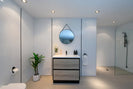 POLO 900X460X850MM PLYWOOD FLOOR STANDING VANITY - BLACK AND LIGHT OAK WITH CERAMIC TOP - NZHomeware