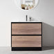 POLO 900X460X850MM PLYWOOD FLOOR STANDING VANITY - BLACK AND LIGHT OAK WITH CERAMIC TOP - NZHomeware