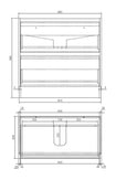 POLO 900X460X850MM PLYWOOD FLOOR STANDING VANITY - BLACK AND LIGHT OAK WITH CERAMIC TOP - NZHomeware