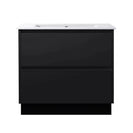POLO 900X460X850MM PLYWOOD FLOOR STANDING VANITY - BLACK WITH CERAMIC TOP - NZHomeware