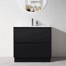 POLO 900X460X850MM PLYWOOD FLOOR STANDING VANITY - BLACK WITH CERAMIC TOP - NZHomeware
